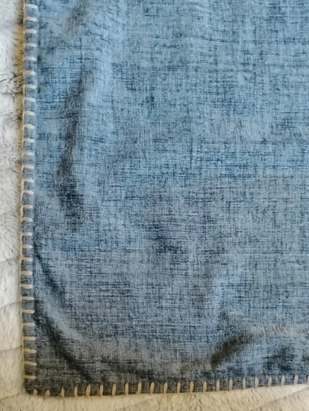 Steel Blue Pillow Cover with Whipstitch Edge (1)